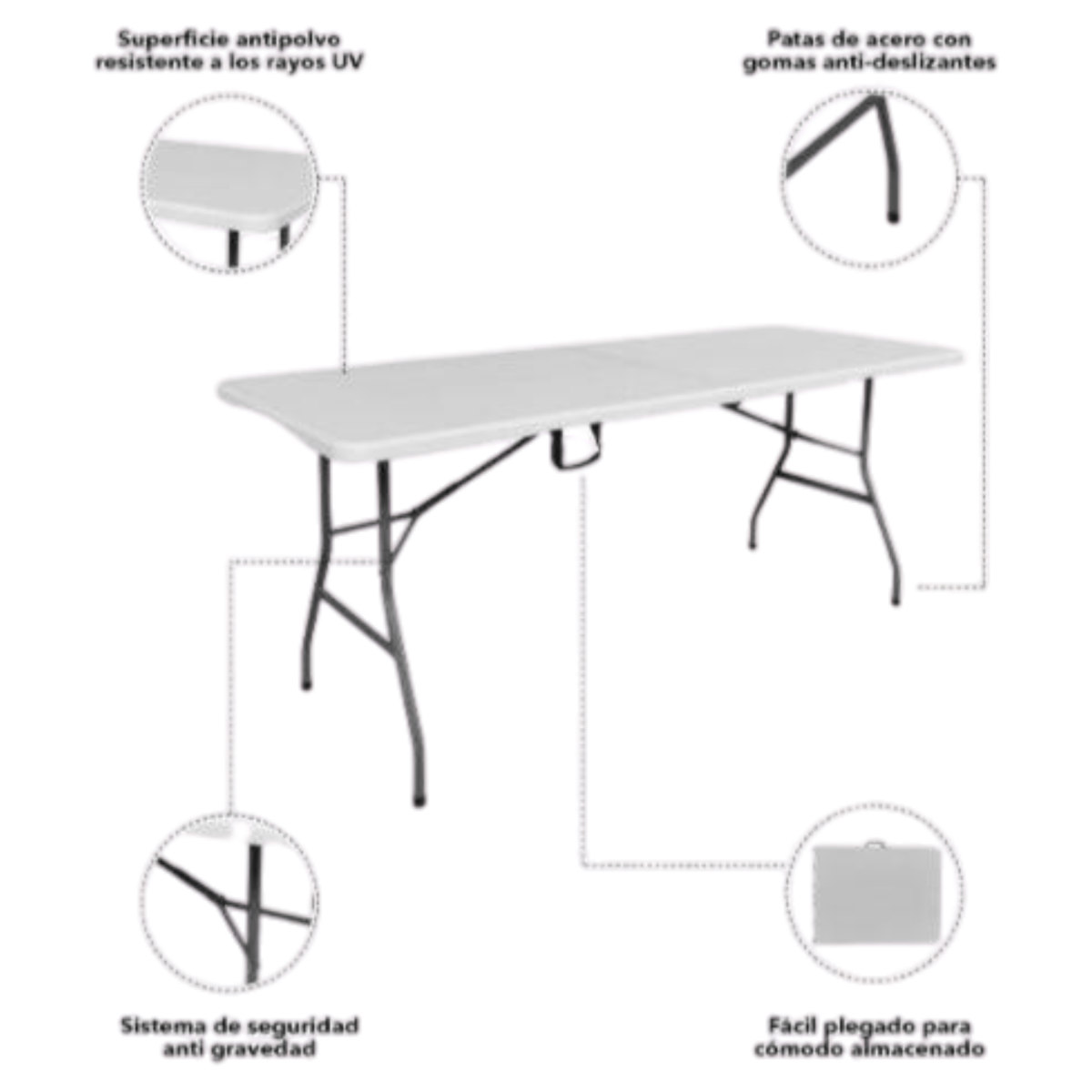 MESA PLEGABLE 180 CM